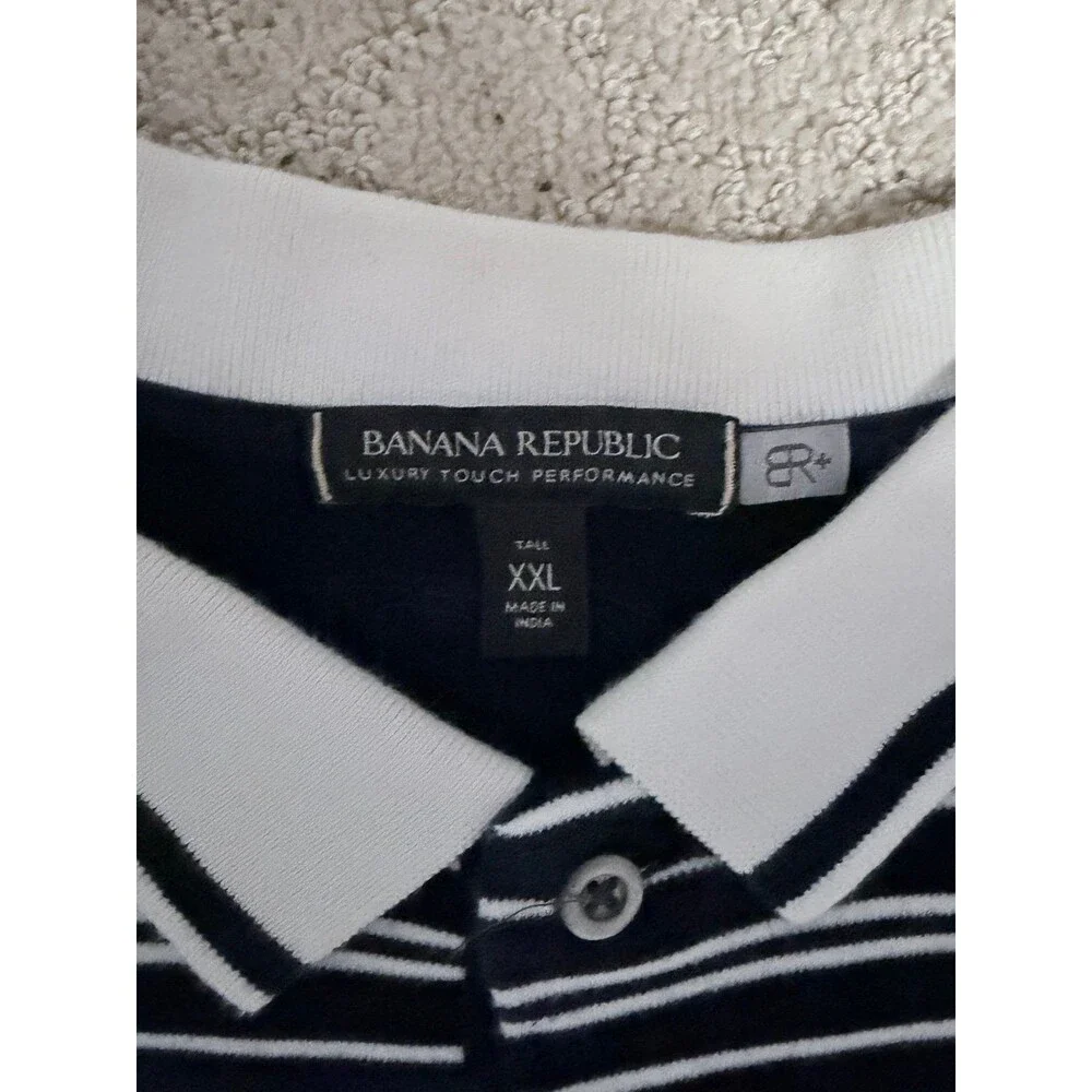 Banana Republic Black and White Strip Polo Shirt